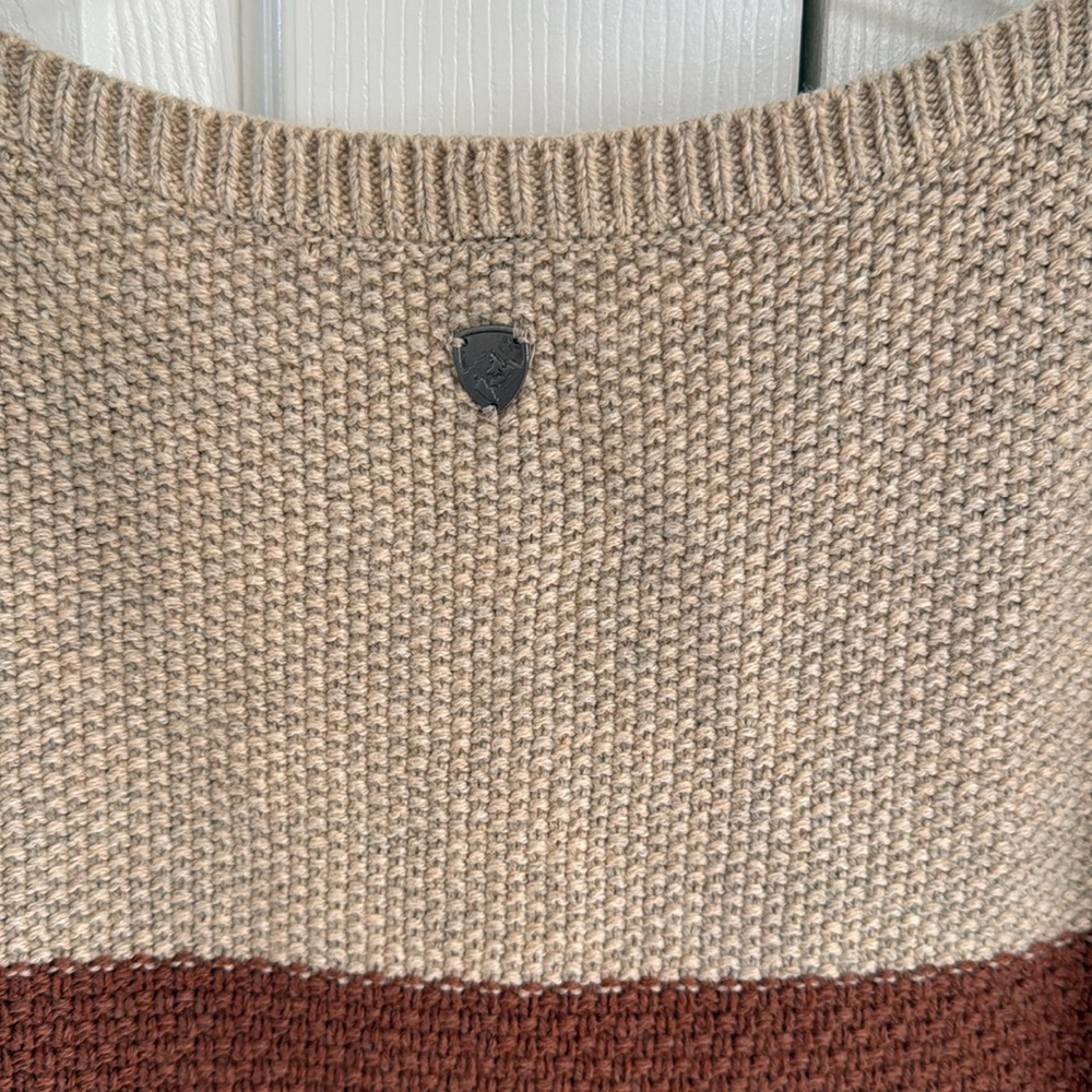 KUHL Bella Stripe Merino Wool Blend Knit Sweater-Blue/Brown/Tan- M - Picture 6 of 12